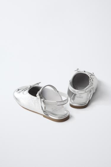 METALLIC SLINGBACK BALLET FLATS - Silver by Zara - Image 4