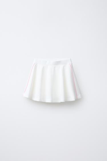 FALDA BERMUDA CONTRASTE CON MODAL - Blanco de Zara - Imagen 0