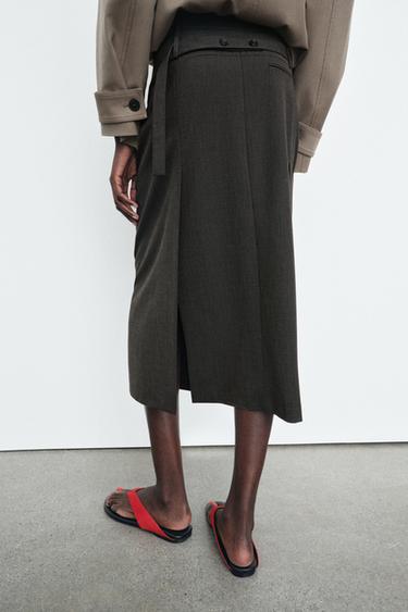ZW COLLECTION STRAIGHT MIDI SKIRT - Brown by Zara - Image 3