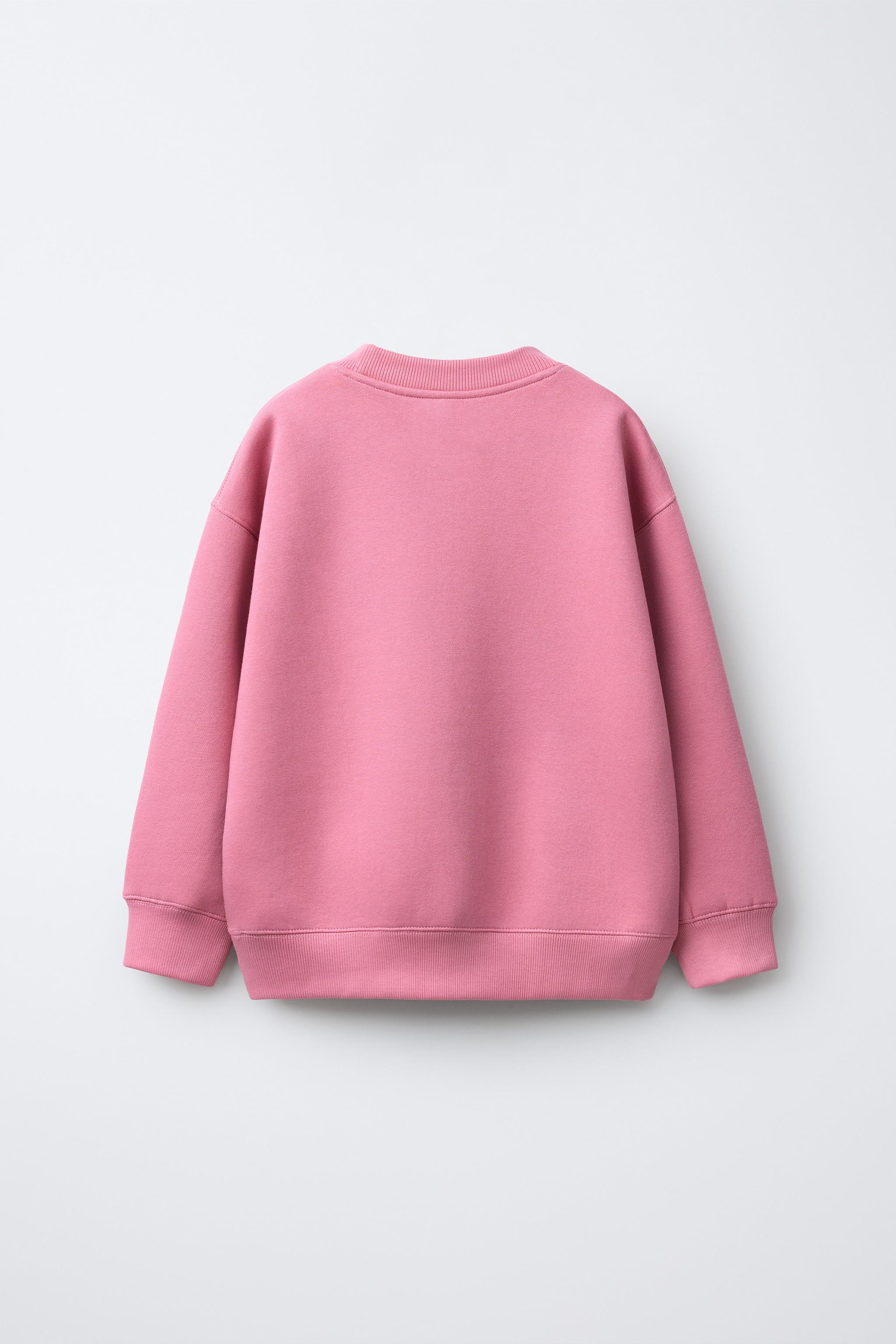 テキスト刺繍スウェットシャツ - ピンク | ZARA Japan / 日本