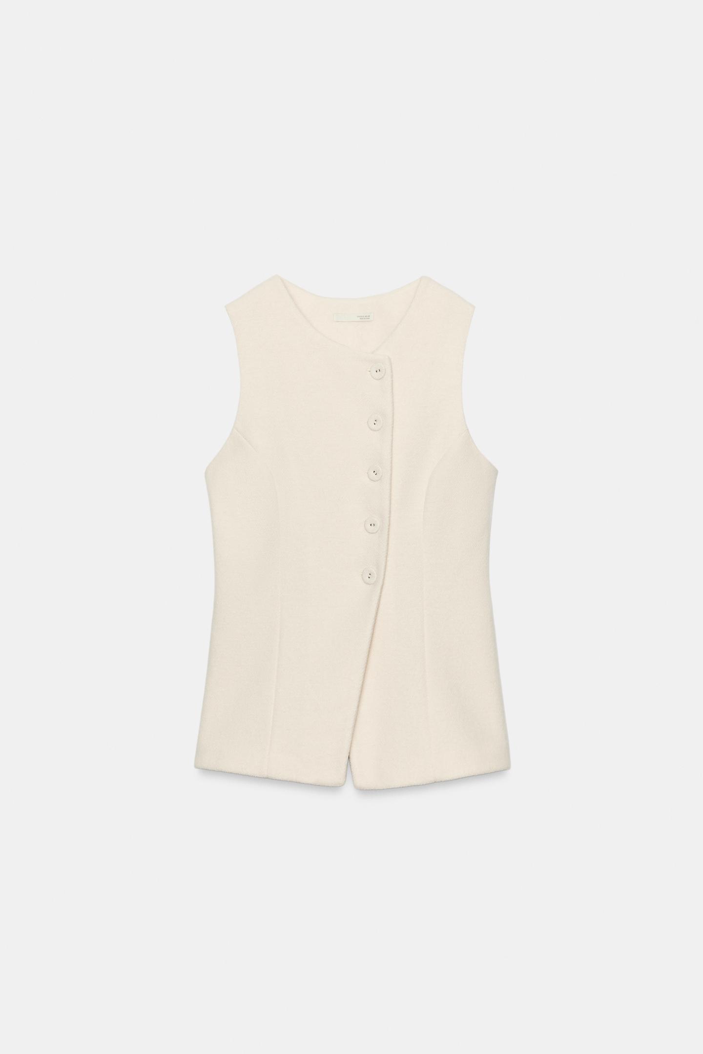 Женский жилет Zara Wool Blend Vest, цвет: Экрю — фото 5