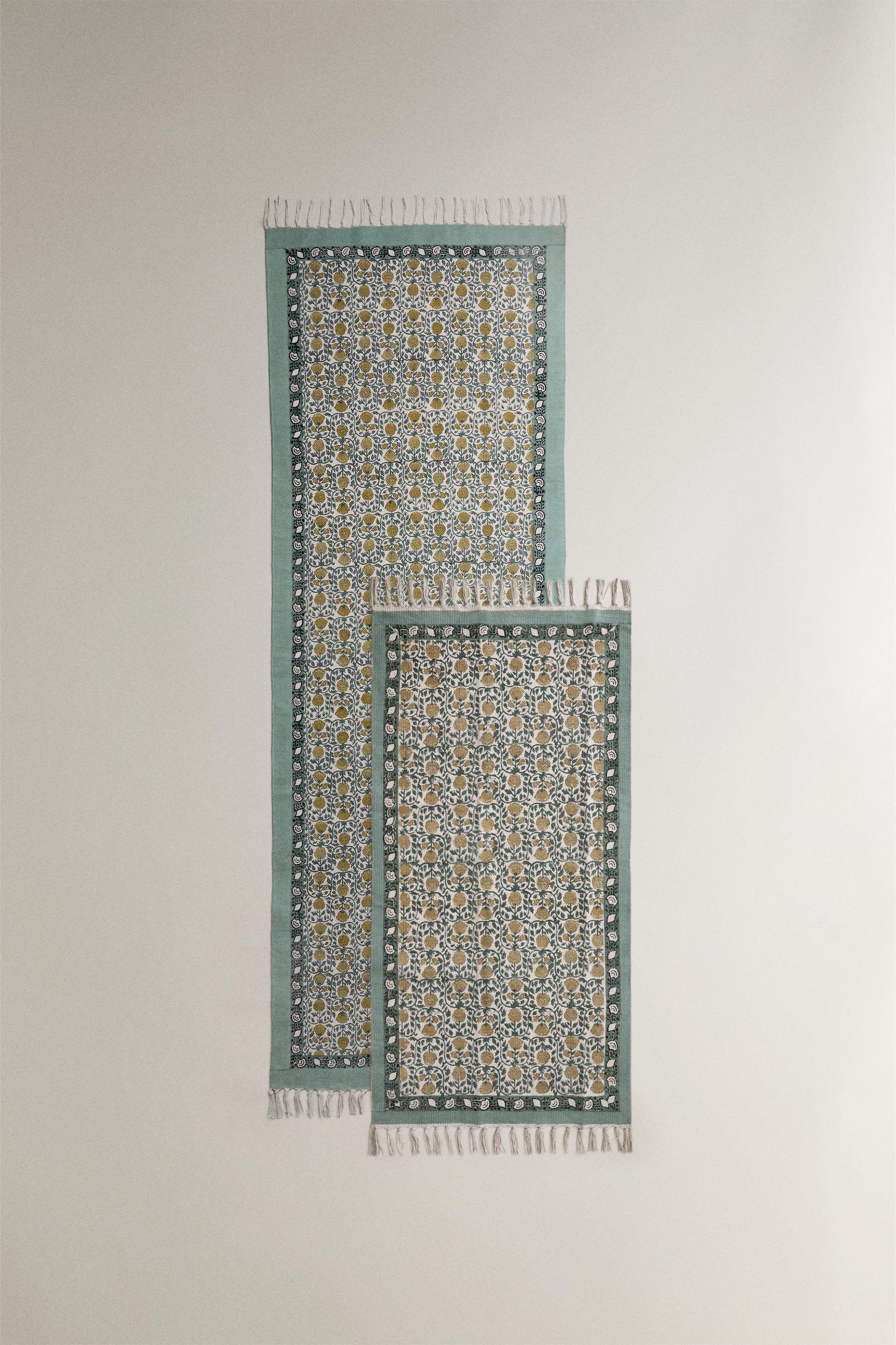 REVERSIBLE COTTON RUG — Blue / Green