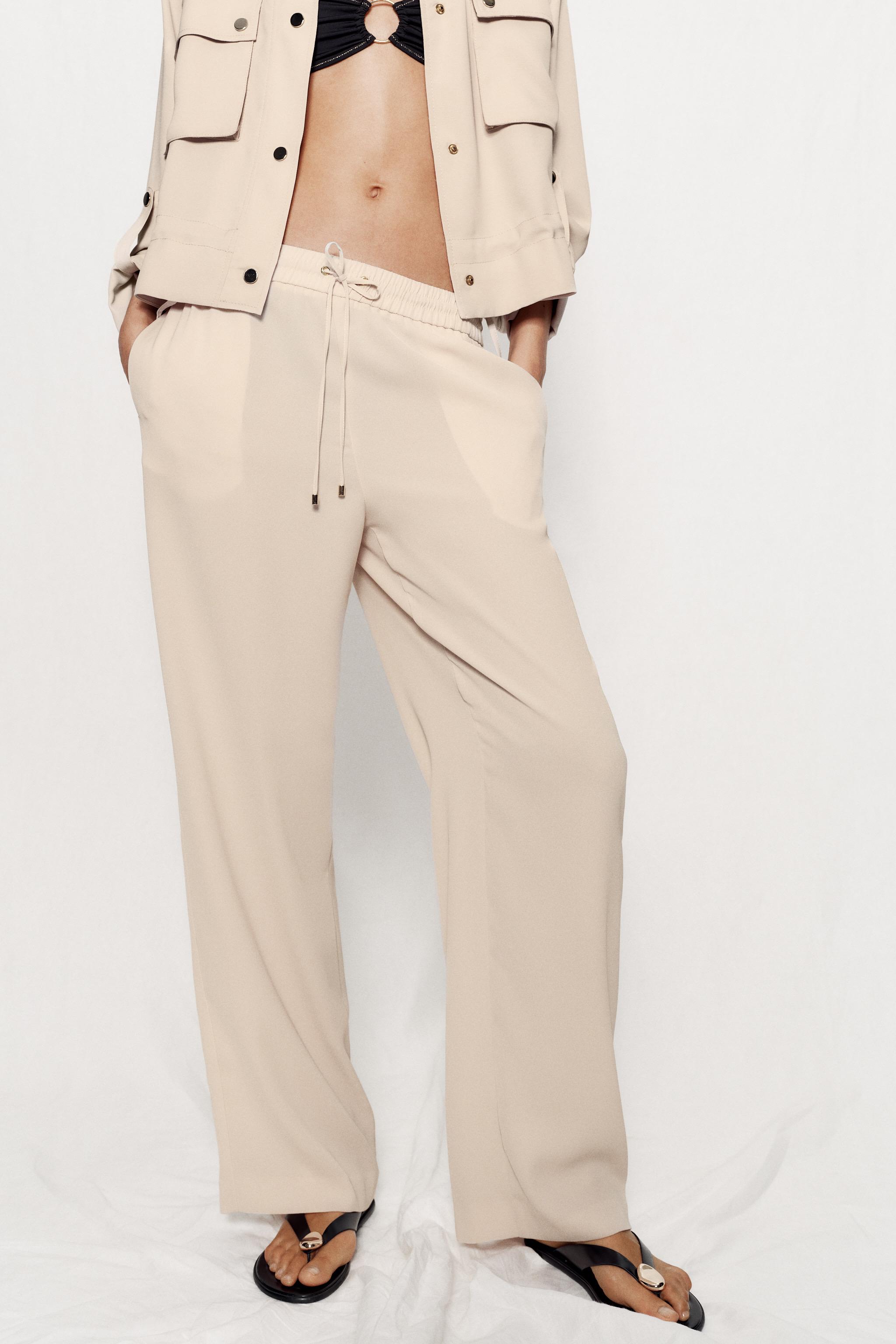 Zara Lastikli Bele Sahip Dökümlü Pantolon görsel 3