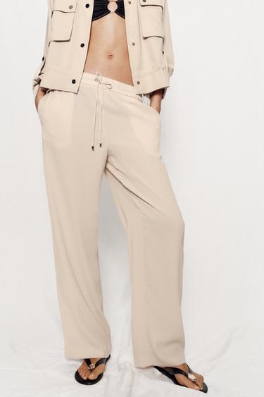 PANTALON FLUIDE À TAILLE ÉLASTIQUE - Beige de Zara - Image 2