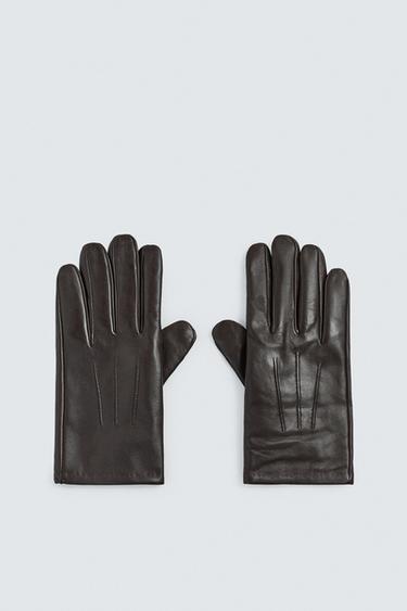 BASIC LEATHER GLOVES - Chocolate by Zara