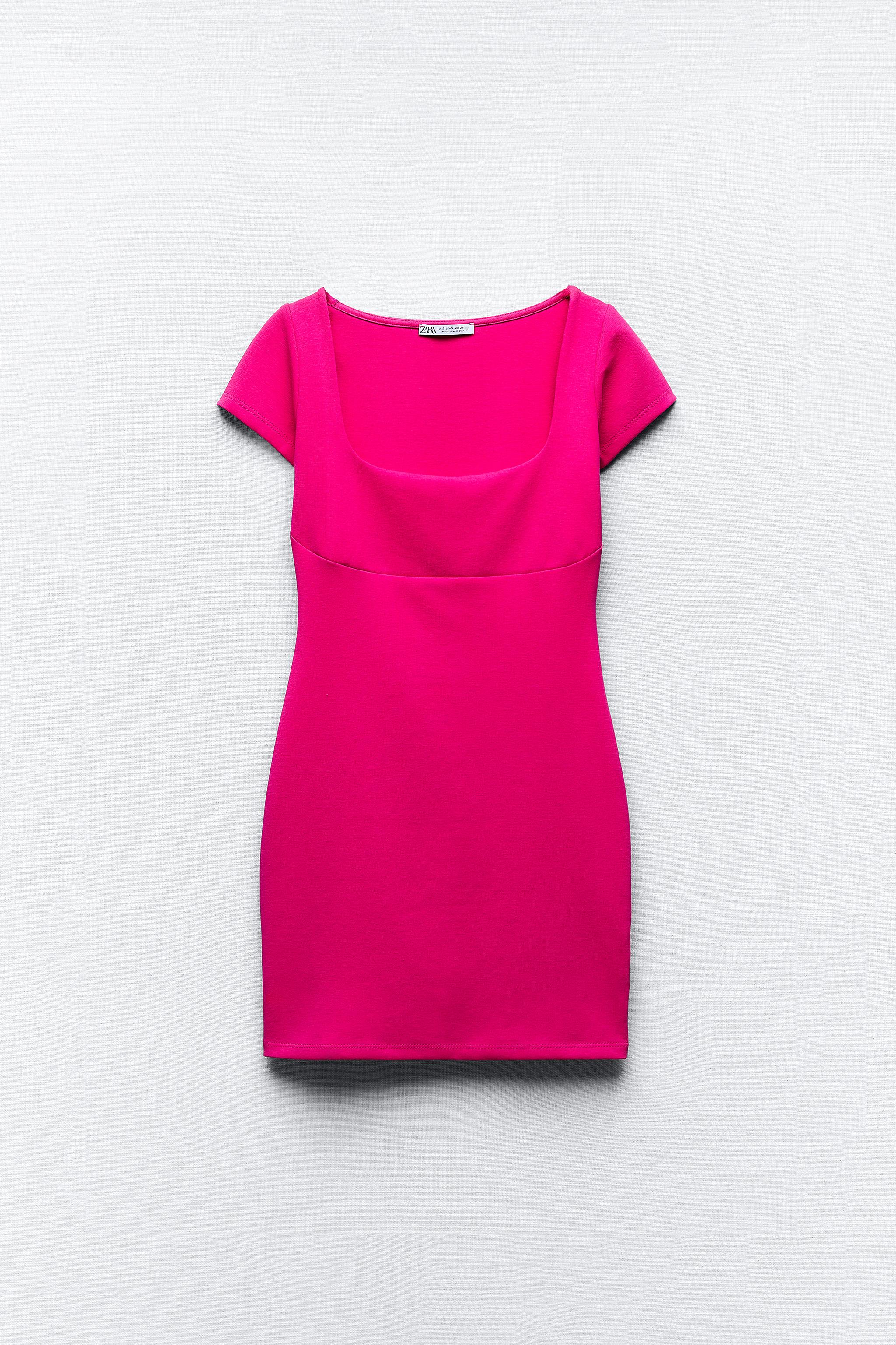 Zara square 2025 neck dress