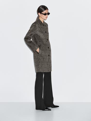 Zara Wool blend animal print coat - Gray