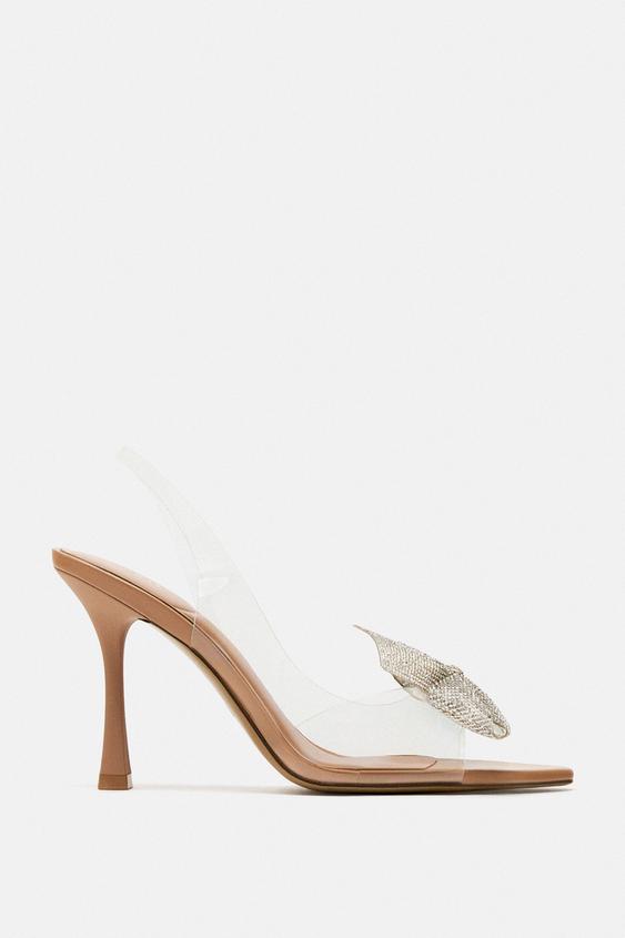 HEELED VINYL SANDALS WITH BOW - Light beige | ZARA Australia