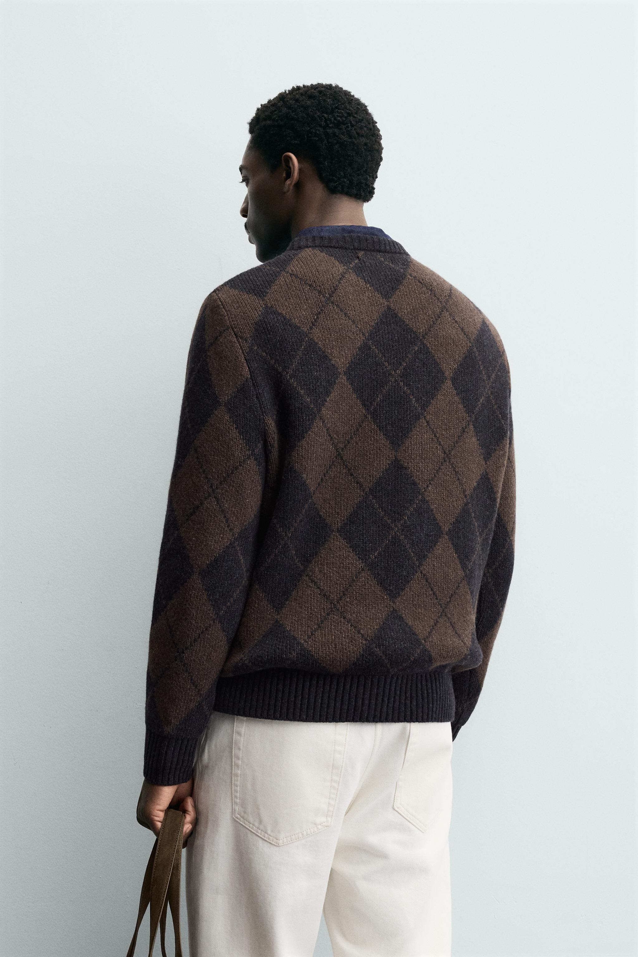 DIAMOND JACQUARD WOOL BLEND JUMPER