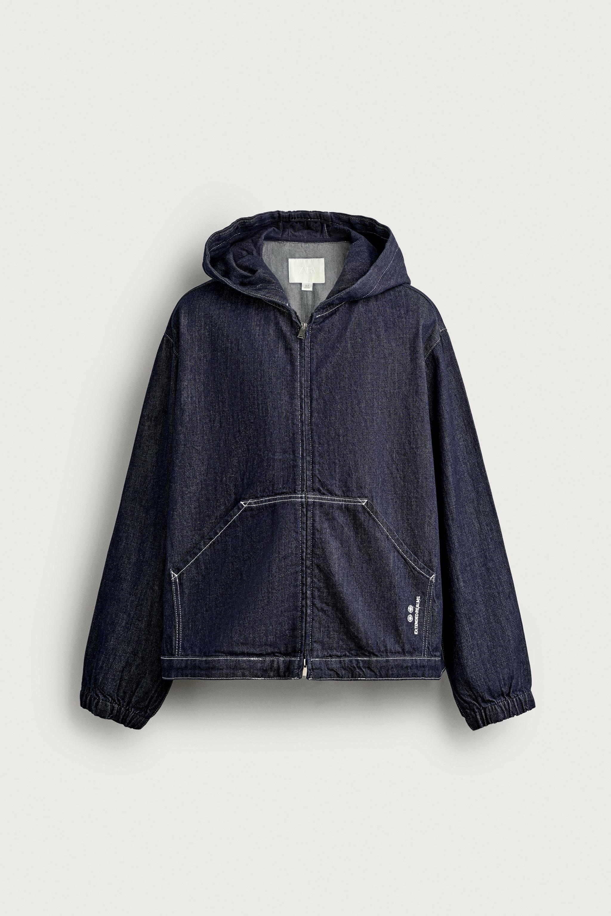 RELAXED-FIT DENIM HOODIE JACKET - Indigo | ZARA United States