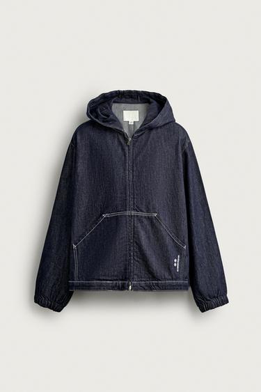 CHAMARRA DE MEZCLILLA RELAXED FIT CON CAPUCHA - Índigo de Zara