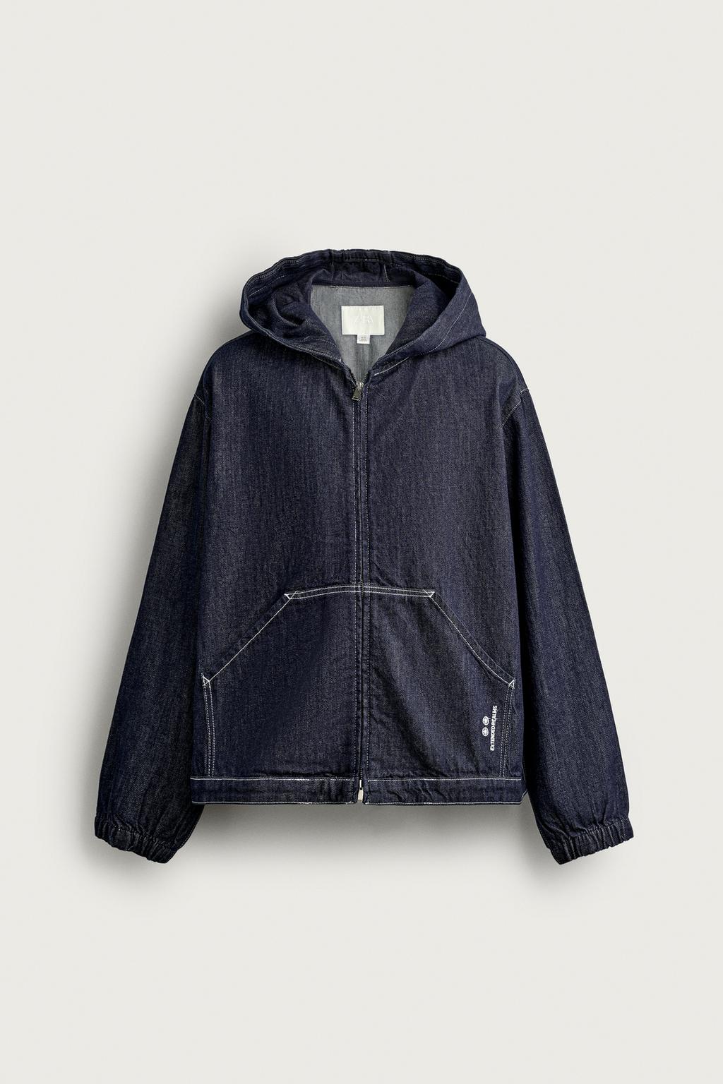 RELAXED FIT HOODED DENIM JACKET