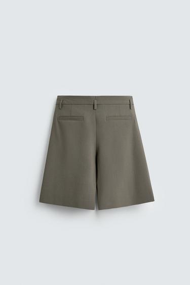 SHORT 100% LAINE À PINCES - Vert moyen de Zara - Image 6