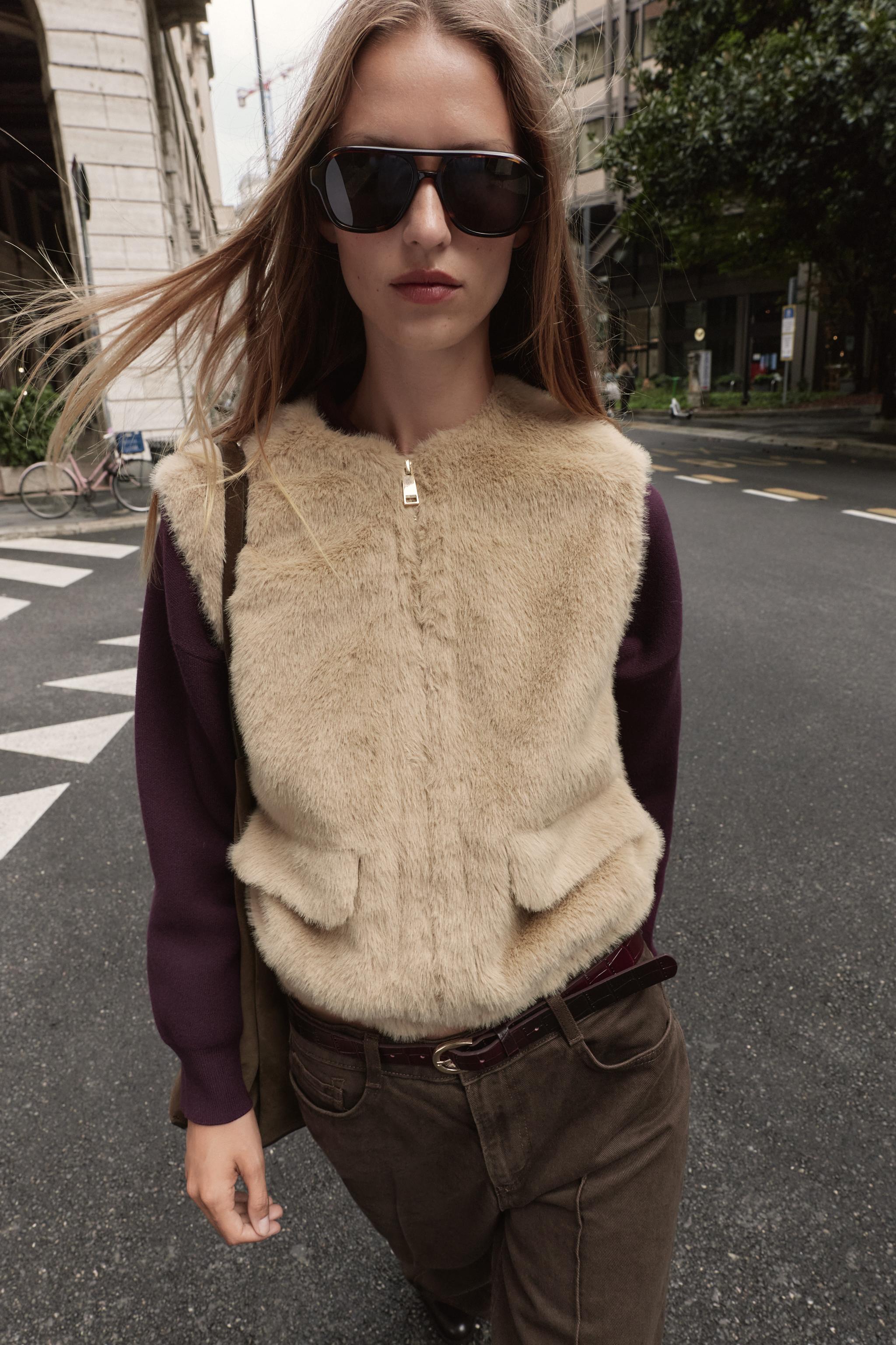 FAUX FUR ZIP VEST