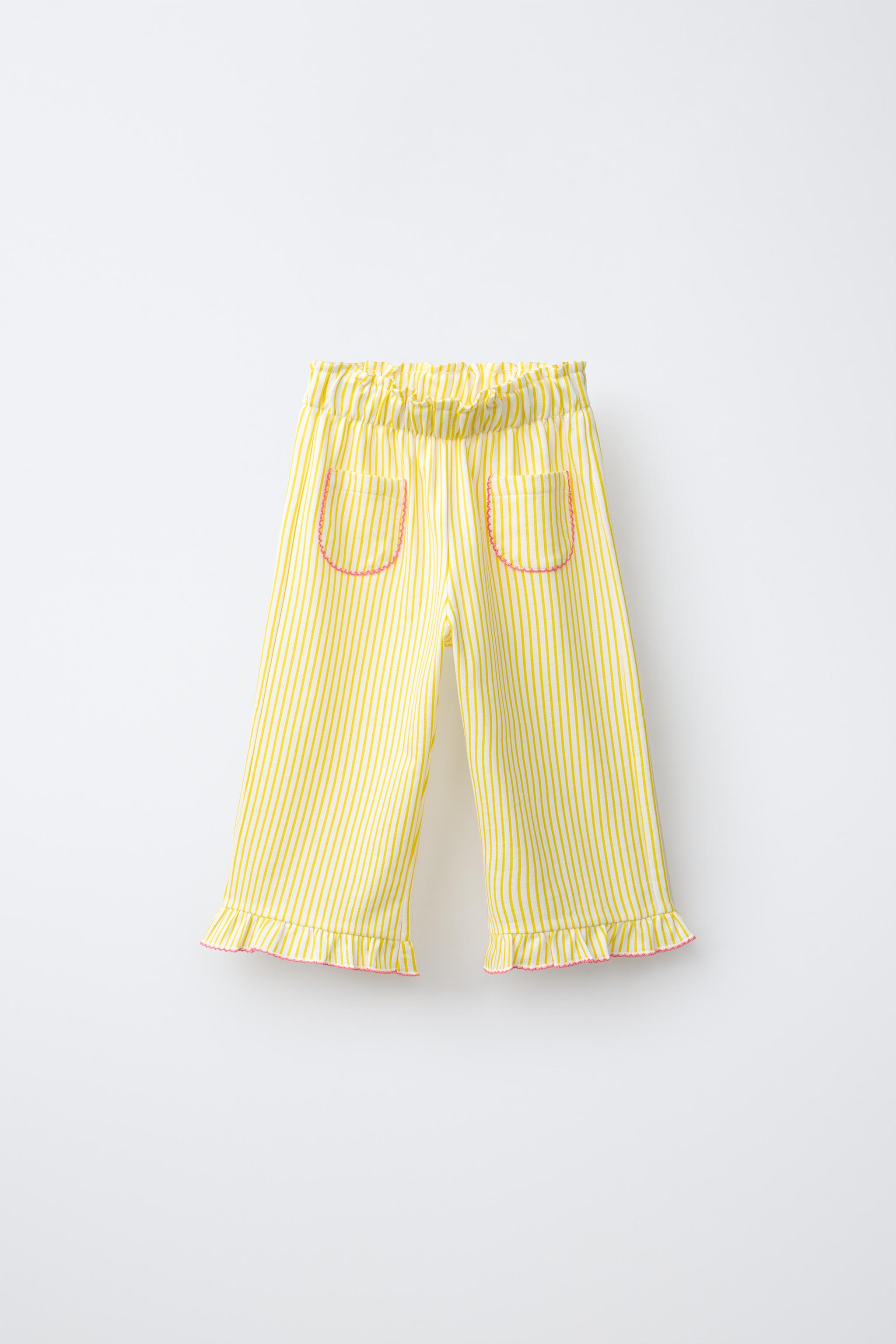 コントラストストライプパンツ - イエロー | ZARA Japan / 日本