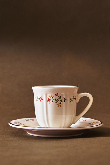 TASSE CAFÉ ET SOUCOUPE PORCELAINE FLORALE - Crème de Zara - Image 5