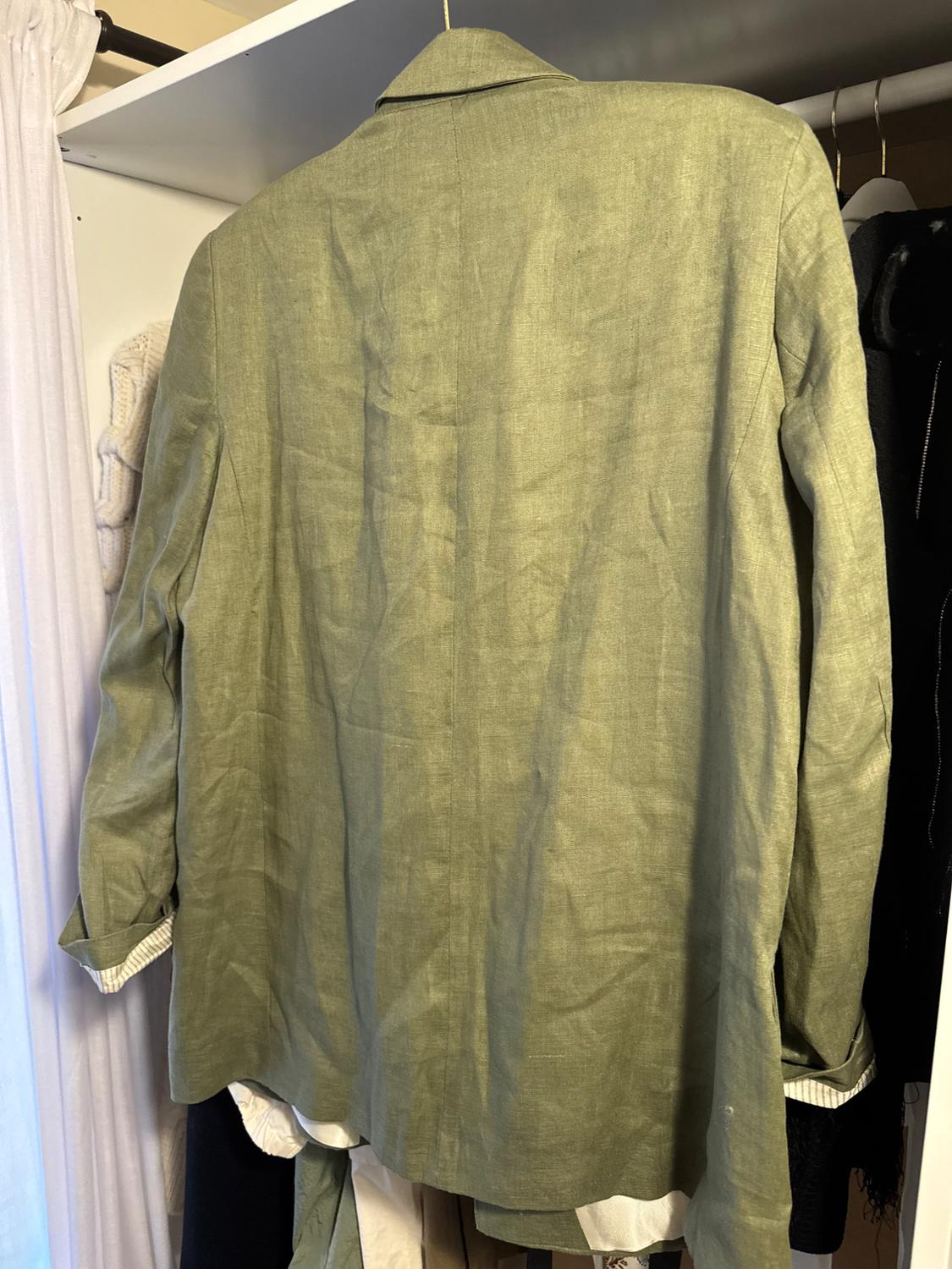 KHAKI 100 LINEN BLAZER WITH LINING INSIDE WITH PRINTED CUFFS - Image 5