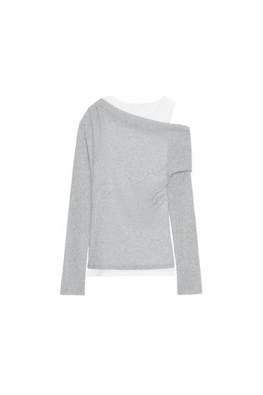 ASYMMETRIC LAYERED-EFFECT T-SHIRT - Grey marl by Zara