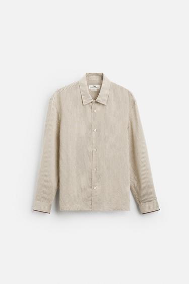 CAMISA FLUIDA RAYAS - Beige de Zara - Imagen 0
