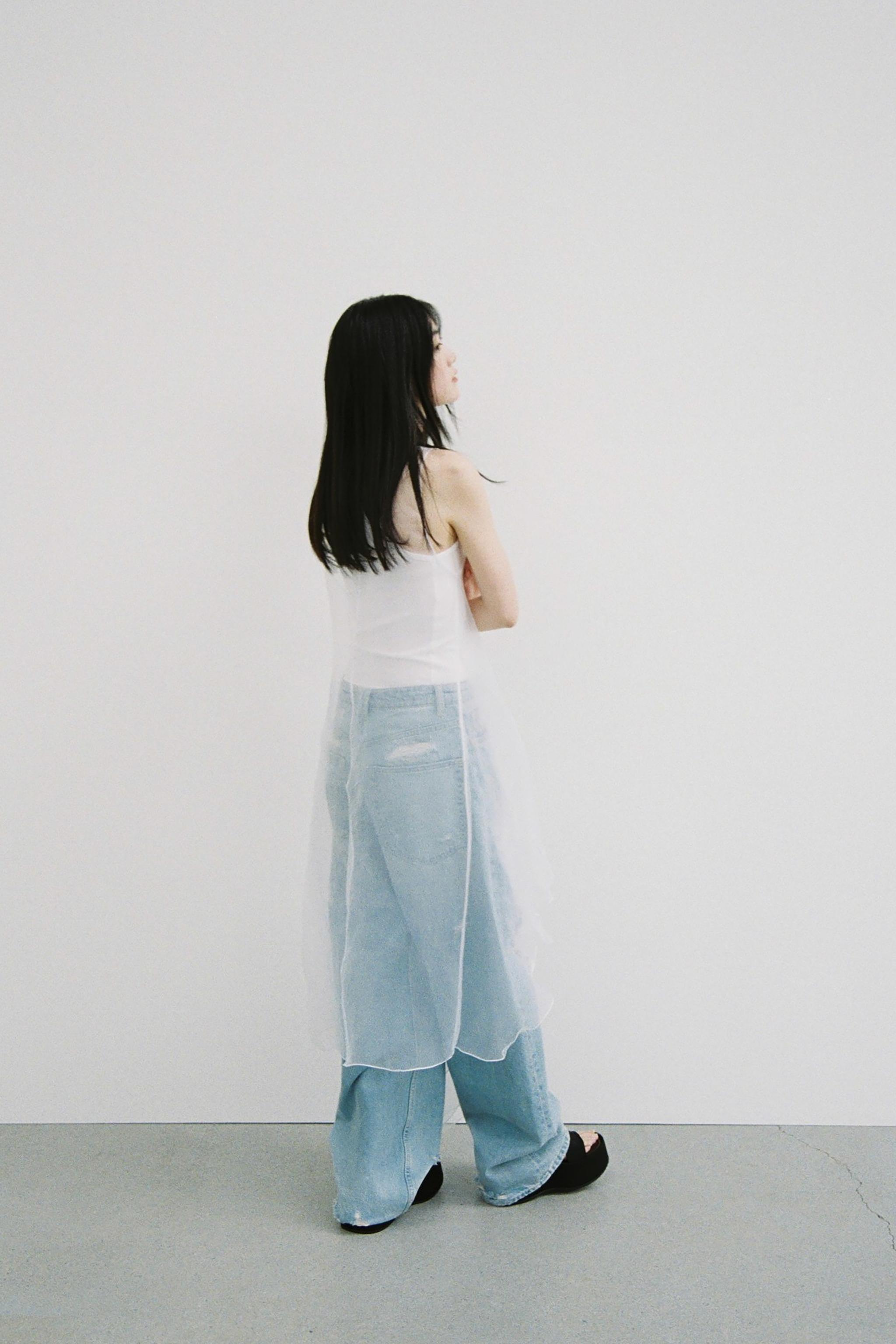 ZARA オーガンザ ボリューム ワンピース ZW COLLECTION 3383/408 オーガンザ ボリューム ワンピース ZW COLLECTION - ホワイト