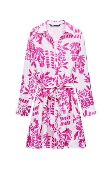 BELTED STRIPED SHIRT DRESS
