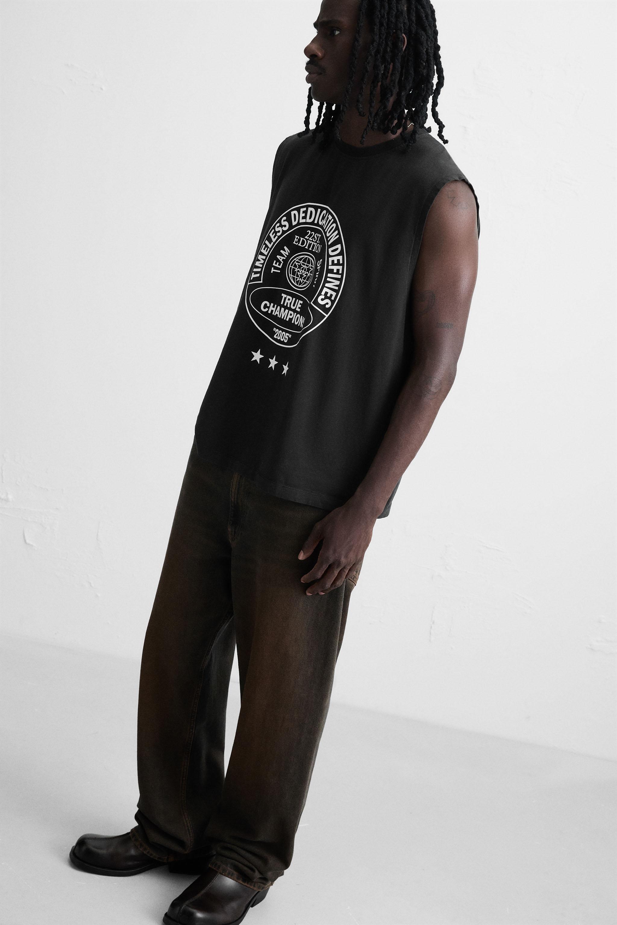 ★ドイツ発*ZARA*新作*ウォッシュ加工プリントタンク/BLACK★ org.jpg