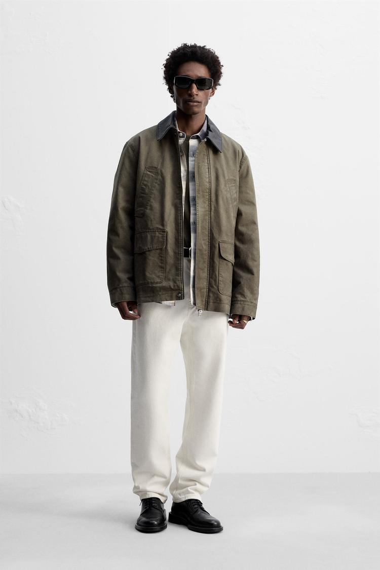 ウォッシュドコンビネーションジャケット - アースカラー | ZARA Japan  