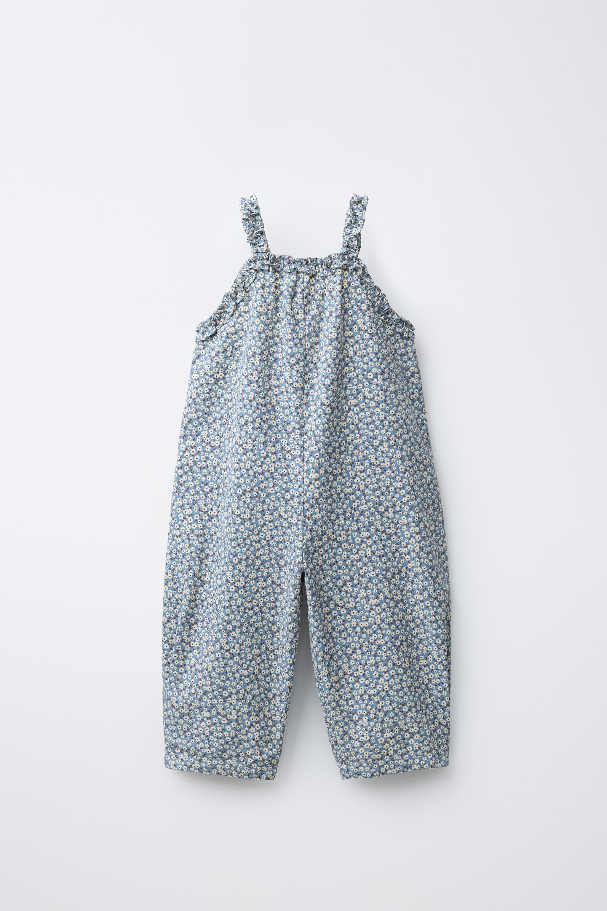 LONG FLORAL OVERALLS - Blue | ZARA United States