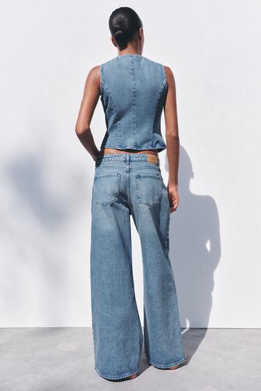 JEAN Z1975 COUPE LARGE À TAILLE HAUTE ET PINCES - Bleu moyen de Zara - Image 2