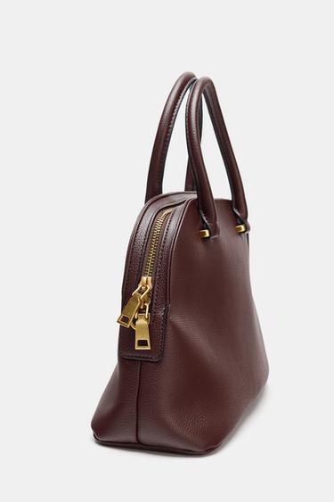CITY BAG WITH DOUBLE HANDLE - Burgundy Red by Zara - Image 5