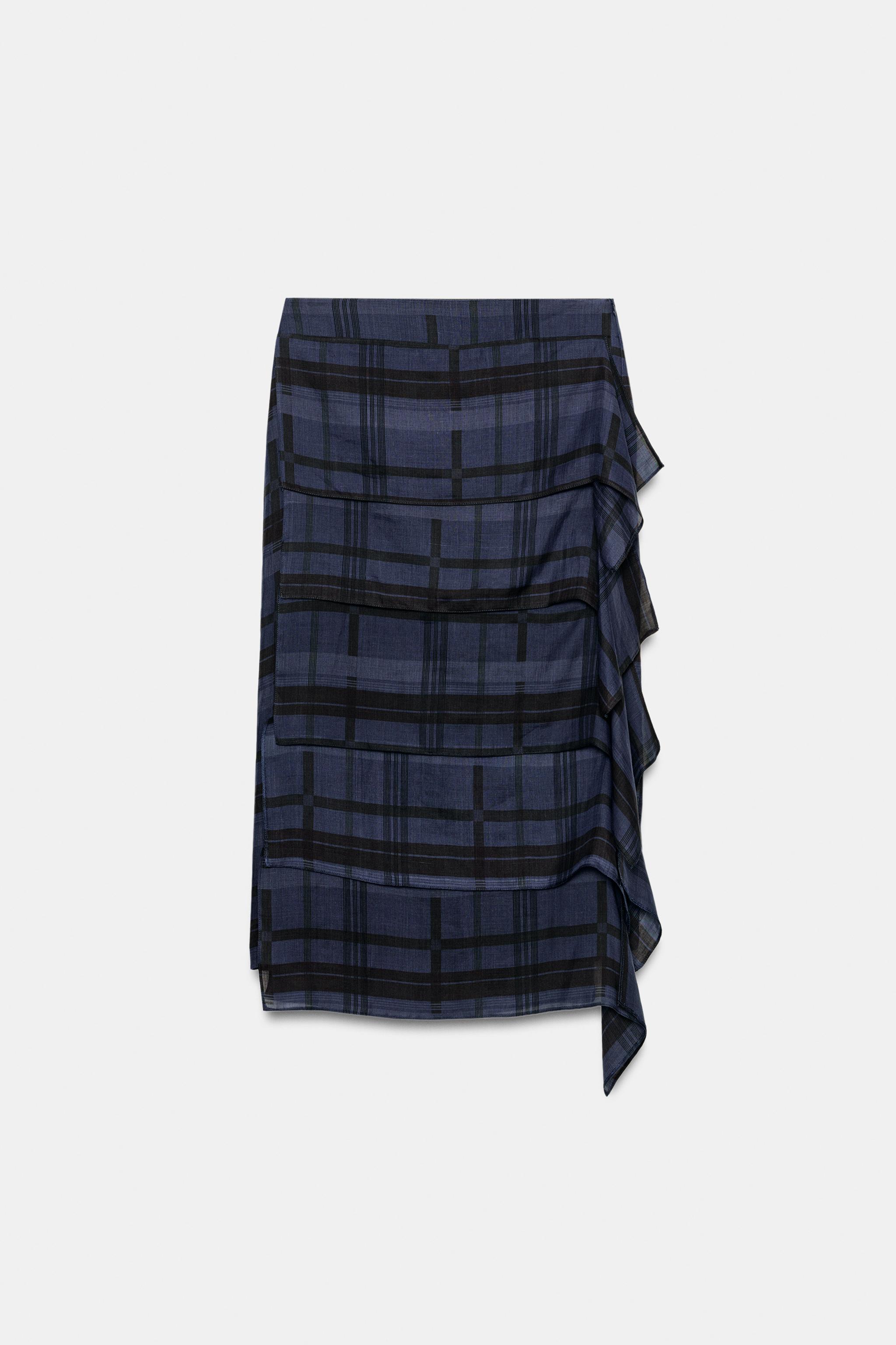 RAMIE PLAID MIDI SKIRT ZW COLLECTION