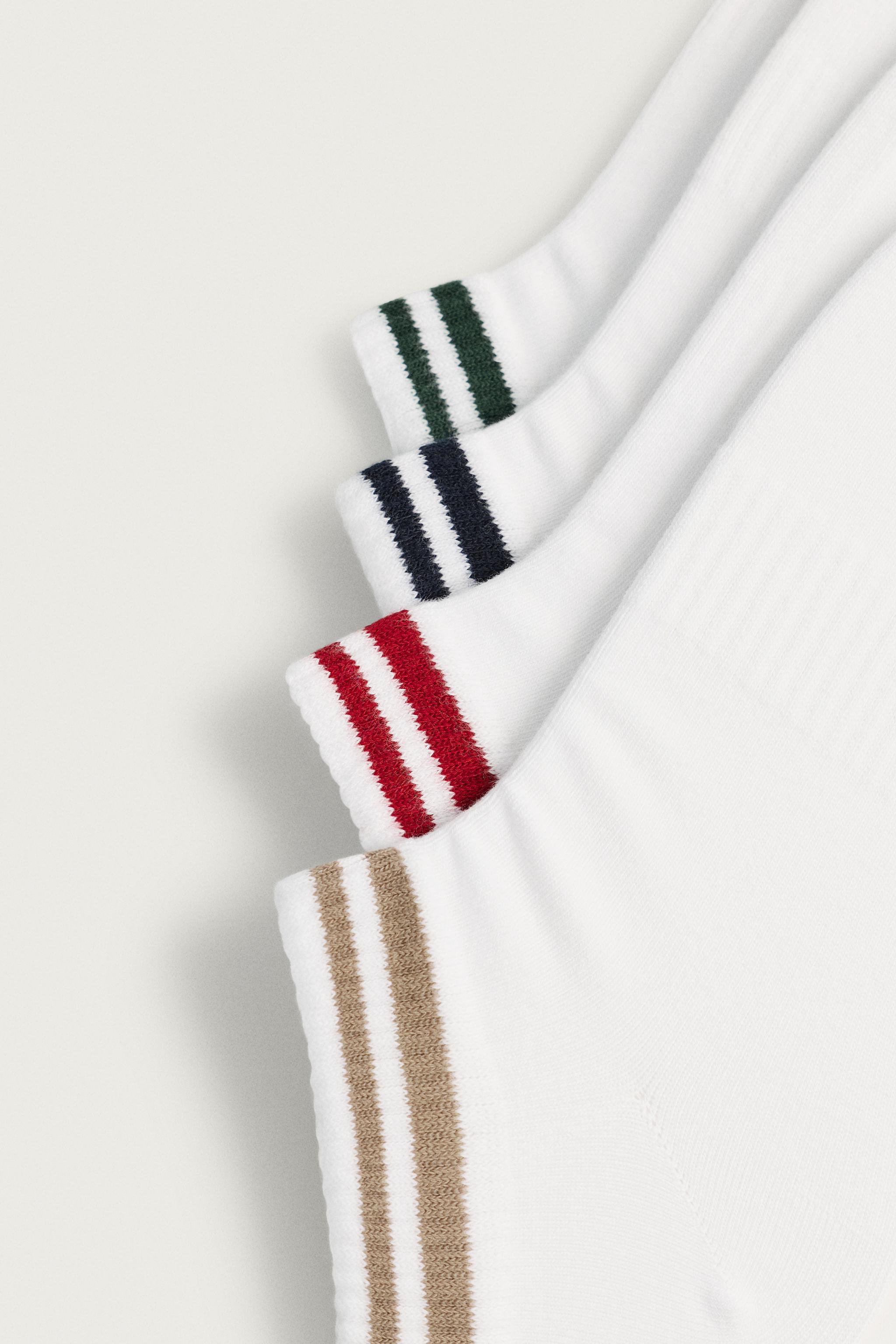 4-PACK OF STRIPED SHORT SOCKS — White