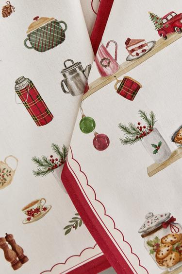 LOT TORCHONS COTON ALIMENTS DE NOËL (LOT DE 2) - Rouge de Zara - Image 3