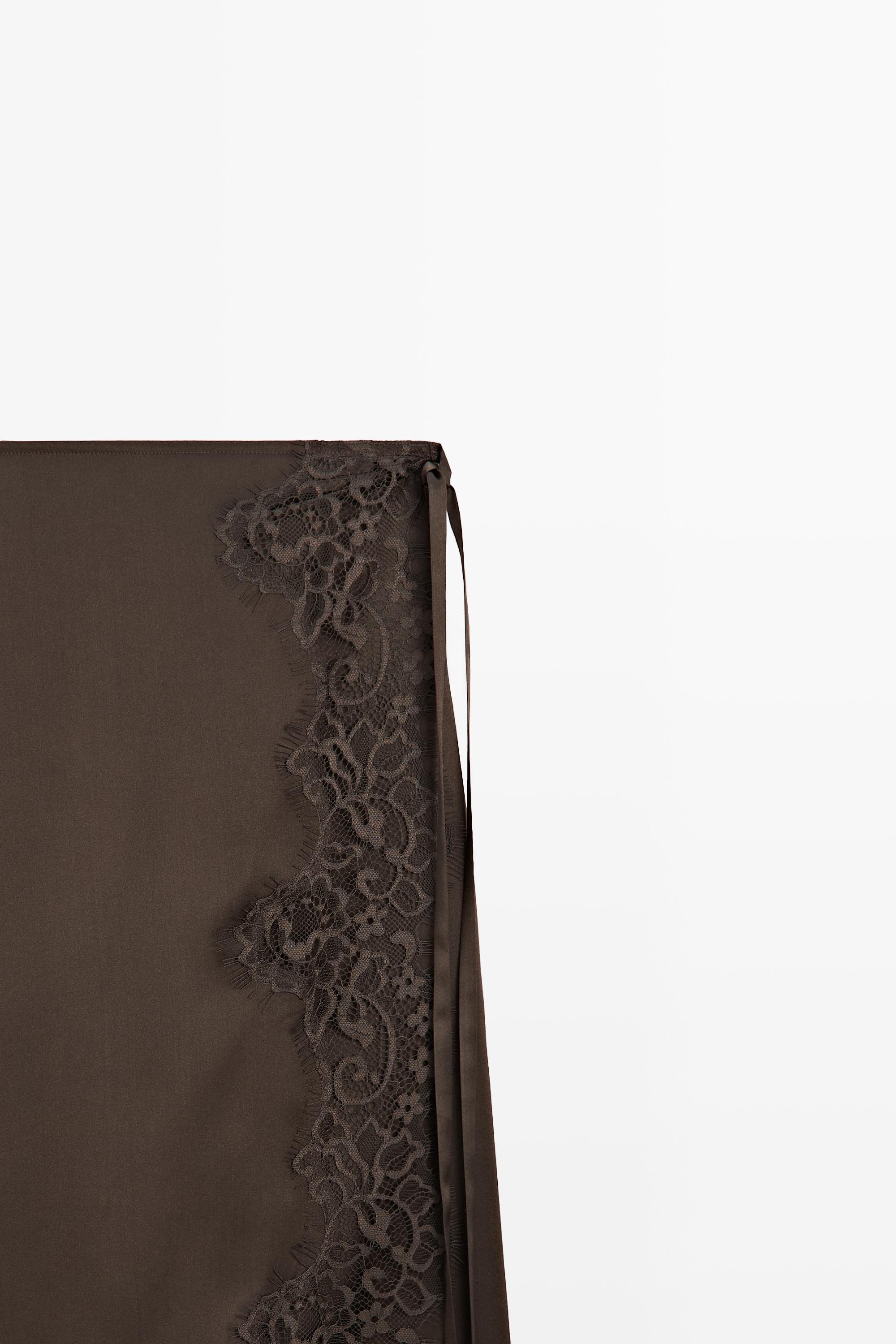 100% silk lace-detail pareo skirt
