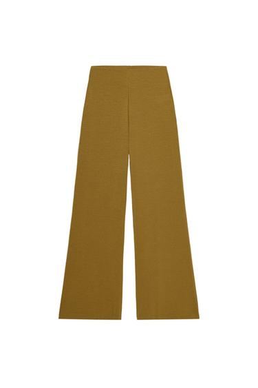 PANTALÓN PALAZZO FLUÍDO - Ocre de Zara