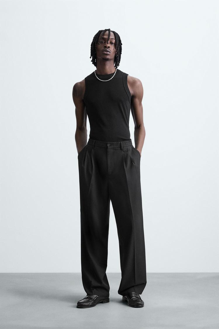 CELANA PANJANG LUWES WIDE FIT LIPIT Hitam ZARA Indonesia