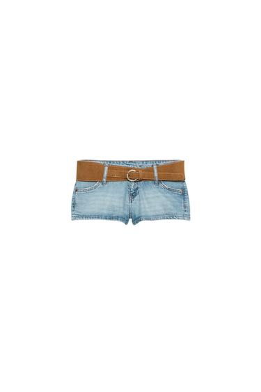 Zara Z1975 KRATKE TRAPER HLAČE S REMENOM – mid-plava