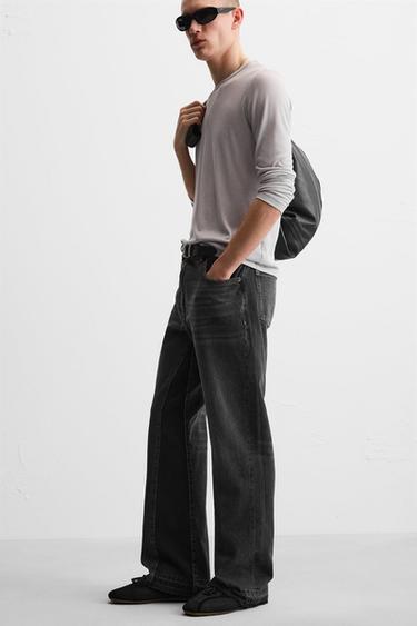 DENIM BUKSER MED SVAJ - Sort fra Zara