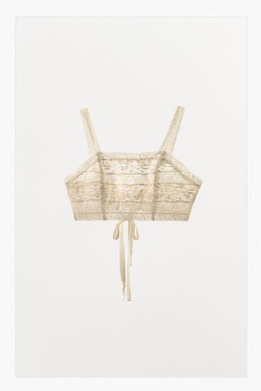 TOP ENCAJE LAZADAS ESPALDA - Crudo de Zara