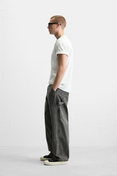 PANTALON DÉLAVÉ POCHE CARGO - Gris de Zara - Image 3