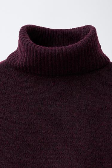 PULL EN MAILLE UNIE À COL ROULÉ - Bordeaux de Zara - Image 2
