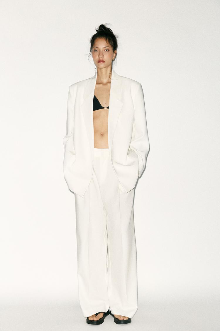 Pantaloni Tailleur Bianco E Nero Zara BLAZER OVERSIZE Bianco ZARA