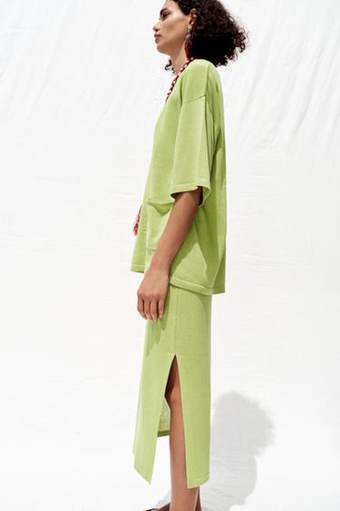 TOP OVERSIZE EN MAILLE MANCHES COURTES - Vert de Zara - Image 5