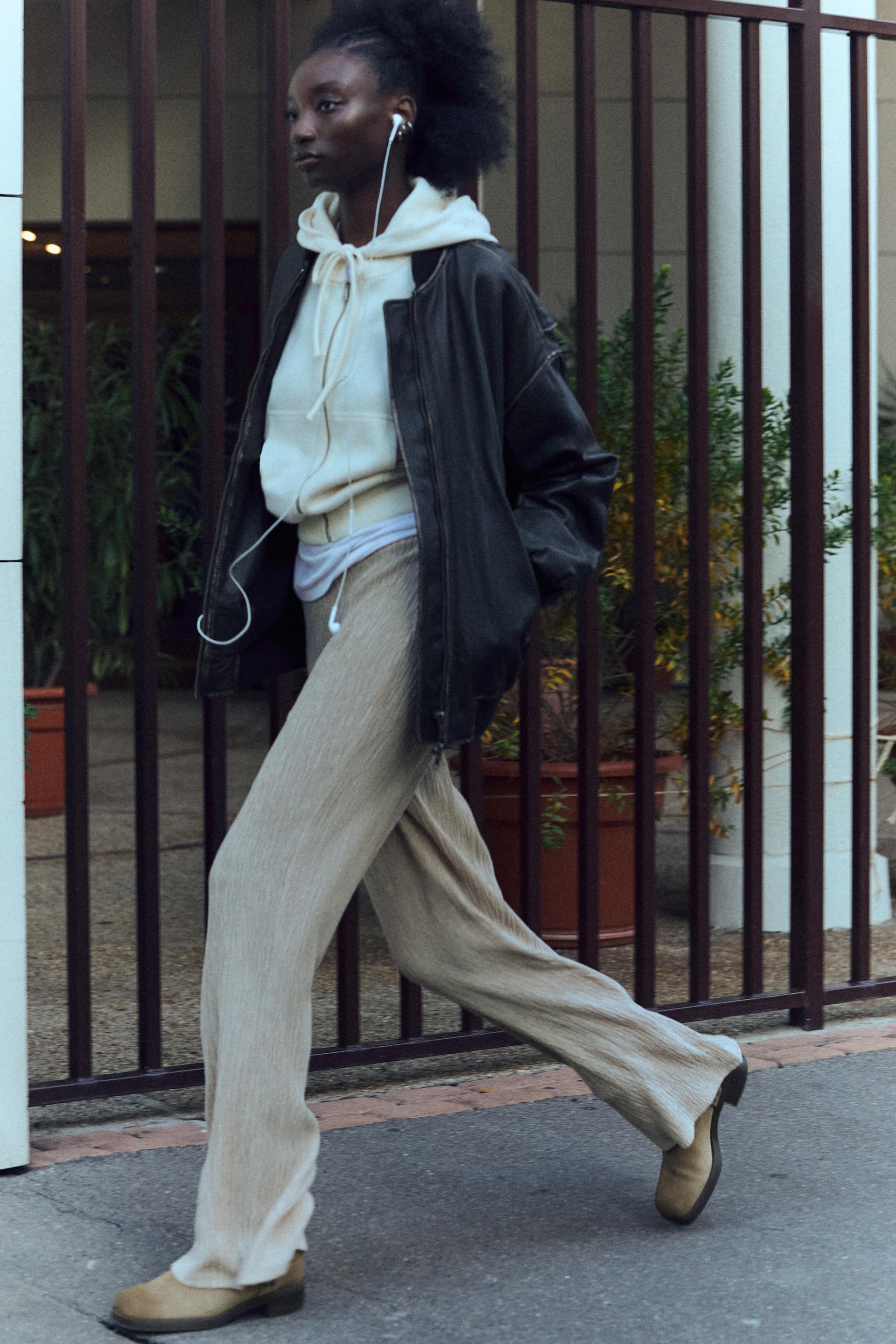 Zara Zara Buttoned Slouchy Pants XS Camel Tan Womens Pull On Tape