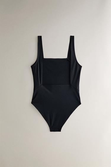 BEACH SWIMSUIT WITH WIDE STRAPS - Black by Zara - Image 4