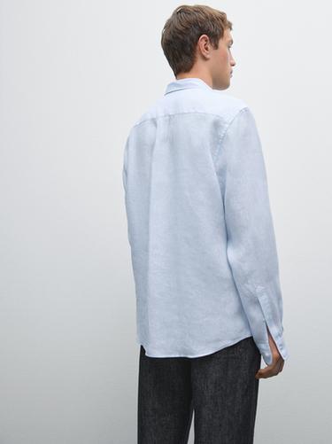 Zara 100% linen regular fit shirt - Sky blue