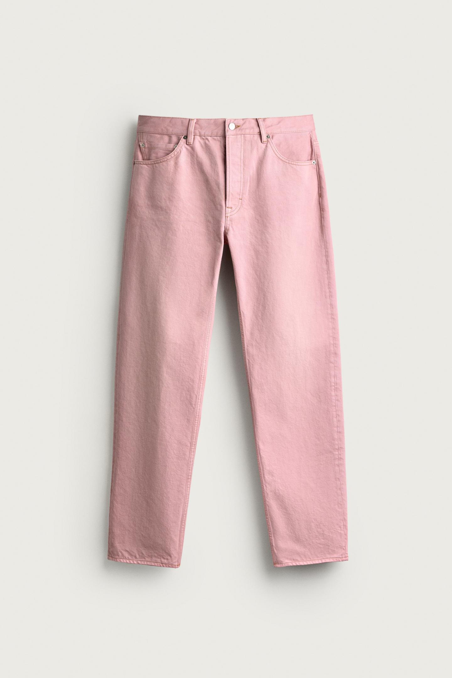 Мужские джинсы Zara Straight Fit, цвет: Светлый розовый — фото 7