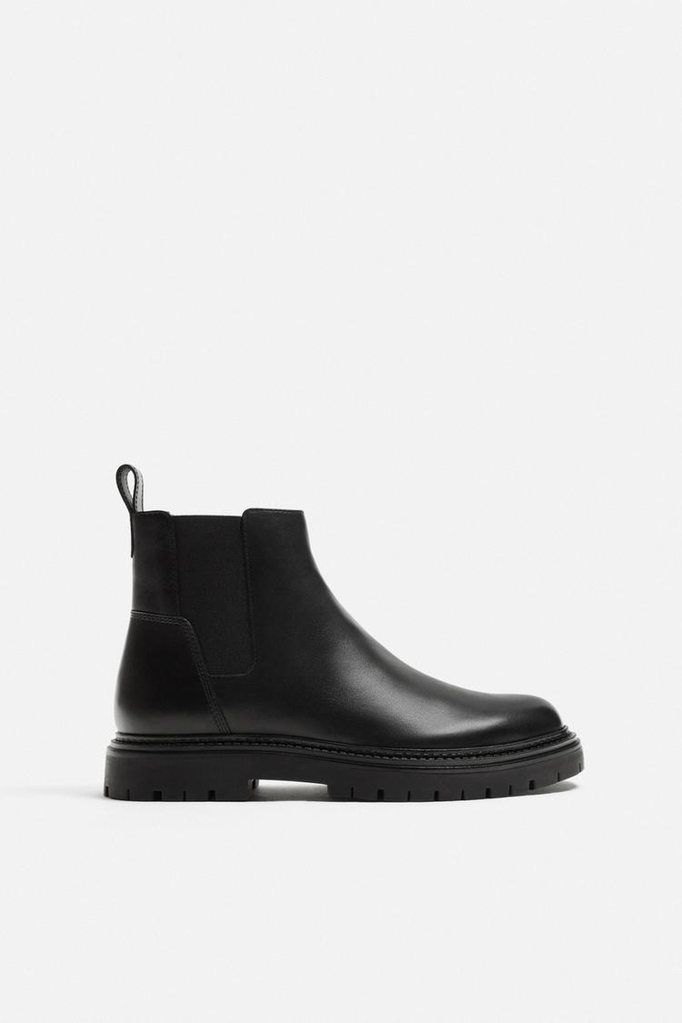 Zara Schuhe Schwarze Stiefeletten Zara Stiefeletten Bei Zara CHELSEABOOTS AUS LEDER Schwarz ZARA