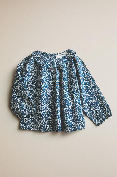 FLORAL BABY SHIRT - Ecru / Blue by Zara