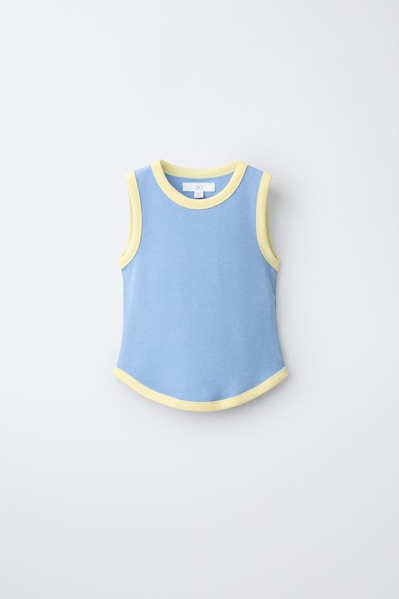 CAMISETA VIVO CONTRASTE - Azul de Zara - Imagen 0